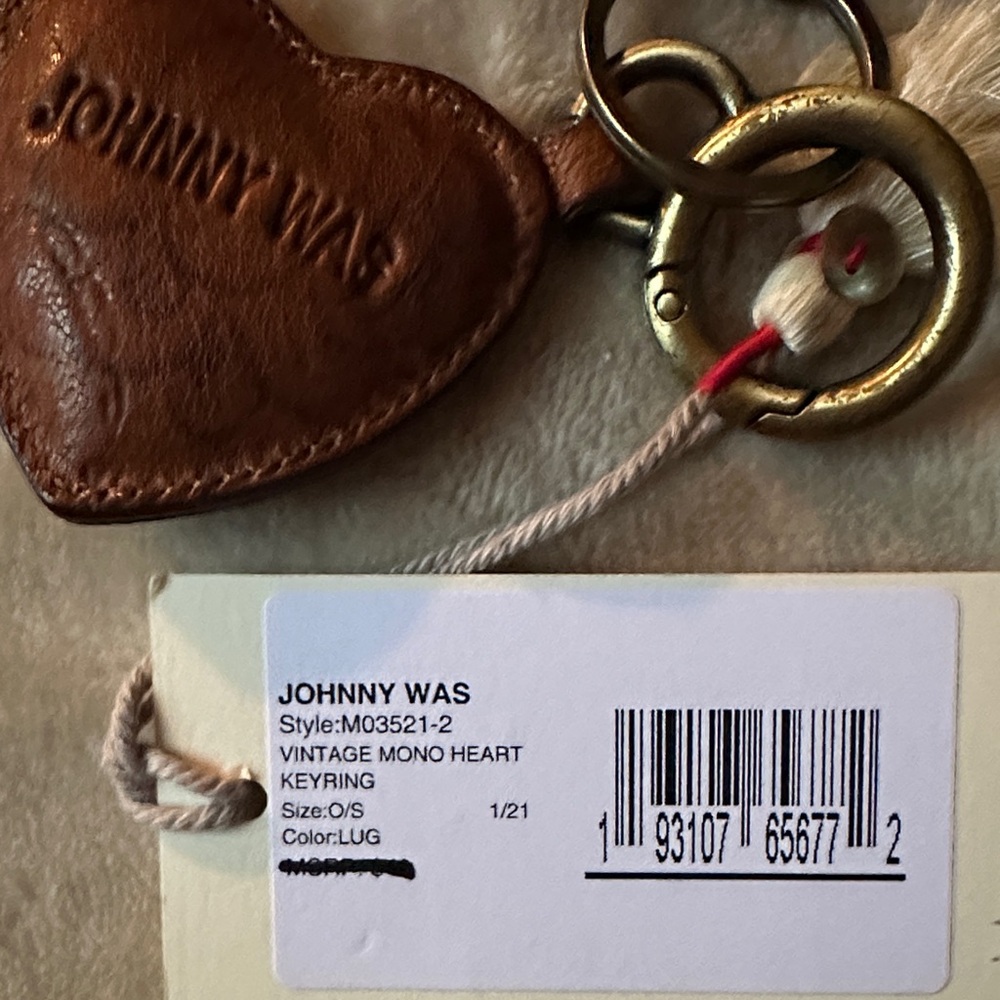 Johnny Was Brown Leather Heart Keychain - Picture 3 of 7